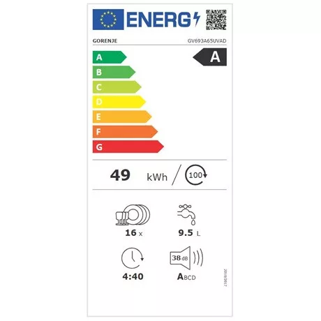 Gorenje MOSOGATÓGÉP BEÉPÍTHETŐ 16 TERÍTÉK GV693A65UVAD