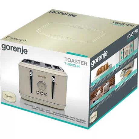 Gorenje KENYÉRPIRÍTÓ 4 SZELETES, RETRO T2300CLIN