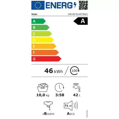 Haier MOSÓGÉP ELÖLTÖLTŐS 10 KG HW100-B14979NU1S
