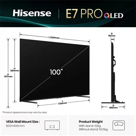 Hisense UHD SMART QLED TV 144Hz 100E7Q PRO