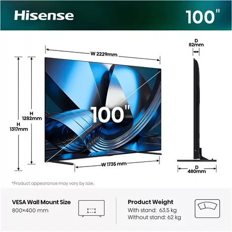 Hisense TV 100" 4K UHD SMART MINILED 100U7SE
