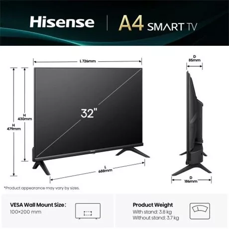 Hisense TV 32" HD SMART LED 32A4Q