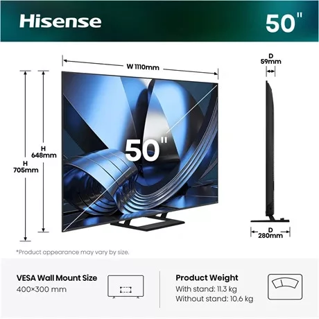 Hisense TV 50" 4K UHD SMART MINILED 50U7SE