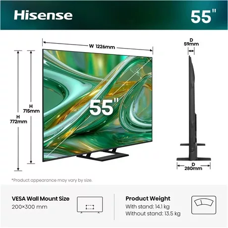 Hisense TV 55" 4K UHD SMART MINILED 55E8S