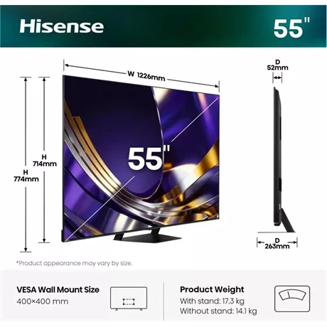 Hisense TV 55" 4K SMART MINILED 55U7SPRO