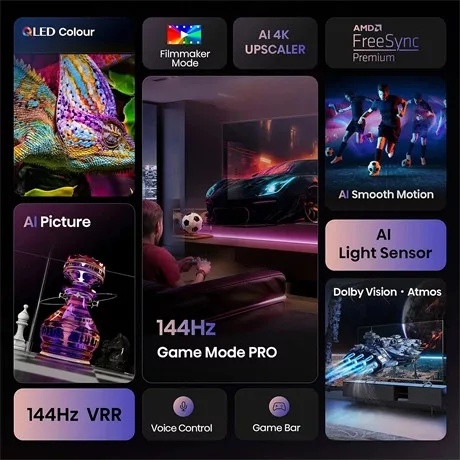 Hisense TV 65" 4K UHD SMART QLED 144Hz 65E7Q PRO