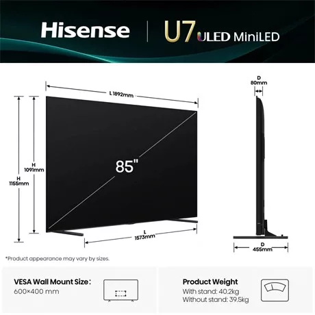 Hisense UHD SMART MINI-LED TV 75U7Q