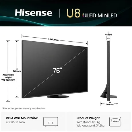Hisense UHD SMART MINI-LED TV 75U8Q