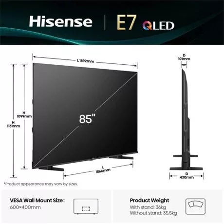 Hisense UHD SMART QLED TV 85E7Q