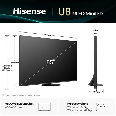 Hisense UHD SMART MINI-LED TV 85U8Q