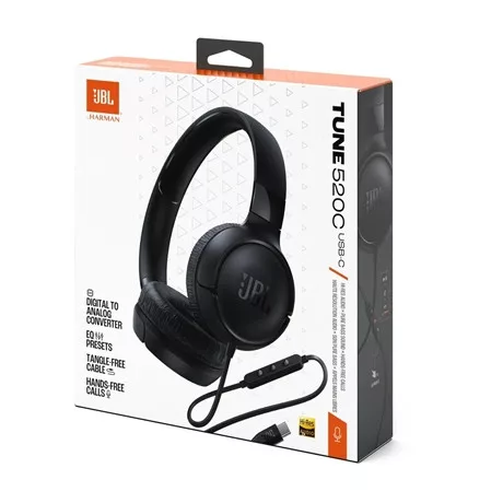 Jbl FEJHALLGATÓ USB-C Vezetékes T520CBLK