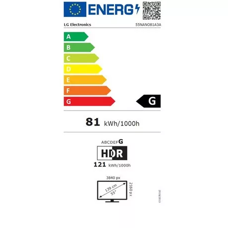 Lg TV 55" 4K UHD NANOCELL SMART 55NANO81A3A
