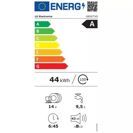 Lg MOSOGATÓGÉP BEÉPÍTHETŐ 14 TERÍTÉK GŐZÖS DB597TXS