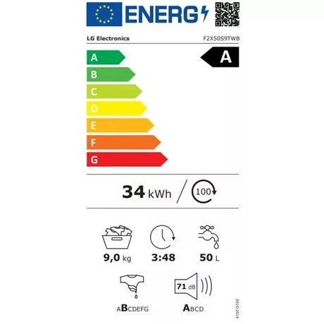LG F2X50S9TWB elöltöltős keskeny mosógép, gőz funkcióval (F2X50S9TWB)