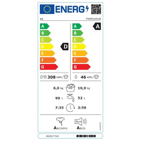 Lg MOSÓ-SZÁRÍTÓGÉP F4DR510S1W
