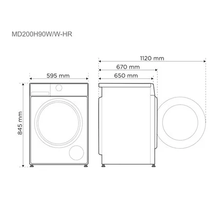 Midea SZÁRÍTÓGÉP HŐSZIVATTYÚS MD200H90W/W-HR