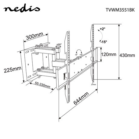 Nedis FALI KONZOL TVWM3551BK