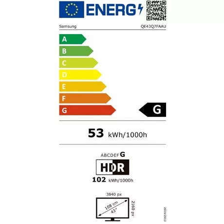 Samsung TV 43" 4K UHD QLED SMART QE43Q7FAAUXXH