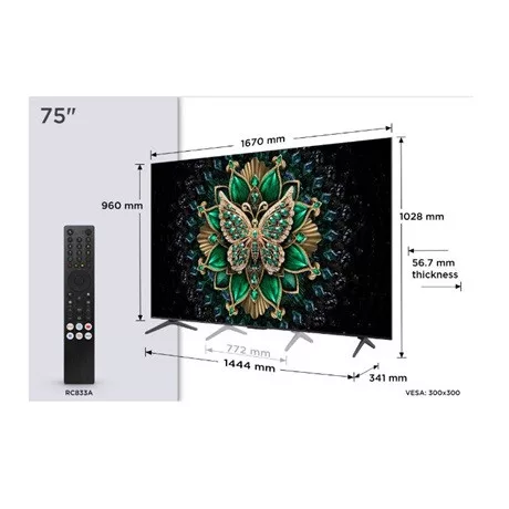 Tcl TV 75" 4K UHD MINILED QLED GOOGLE SMART 75C6K