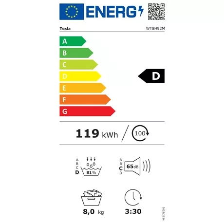 Tesla SZÁRÍTÓGÉP HŐSZIVATTYÚS 8KG WT8H92M