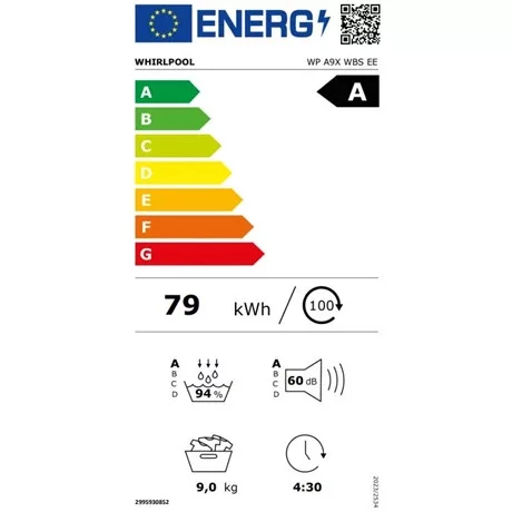 Whirlpool SZÁRÍTÓGÉP HŐSZIVATTYÚS 9 KG WP A9X WBS EE