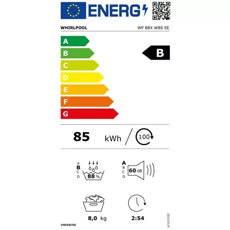 Whirlpool SZÁRÍTÓGÉP HŐSZIVATTYÚS 8 KG WP B8X WBS EE