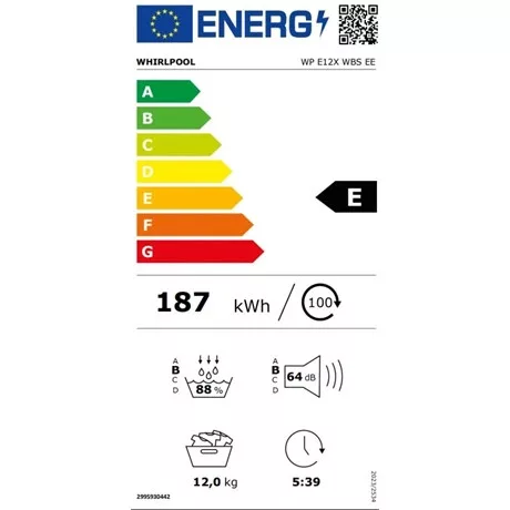 Whirlpool SZÁRÍTÓGÉP HŐSZIVATTYÚS 12 KG WP E12X WBS EE